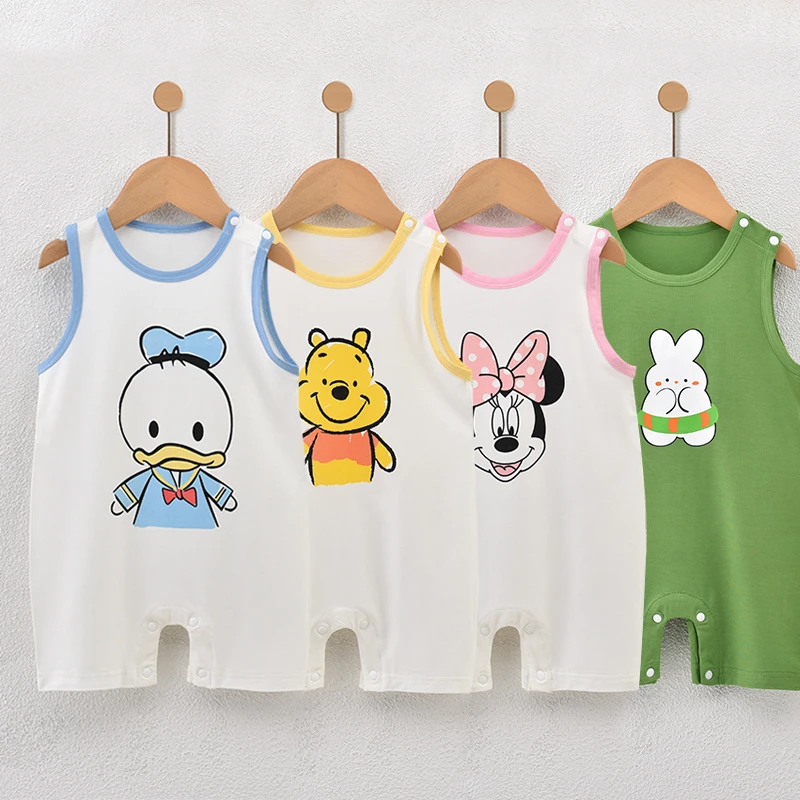 婴儿夏季薄款无袖连体衣初生宝宝空调服夏款爬服新生儿夏天衣服