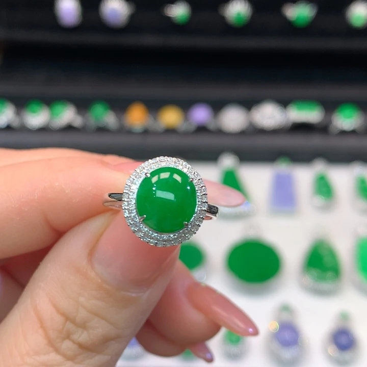 翡翠吊坠(不含链)18K金镶嵌