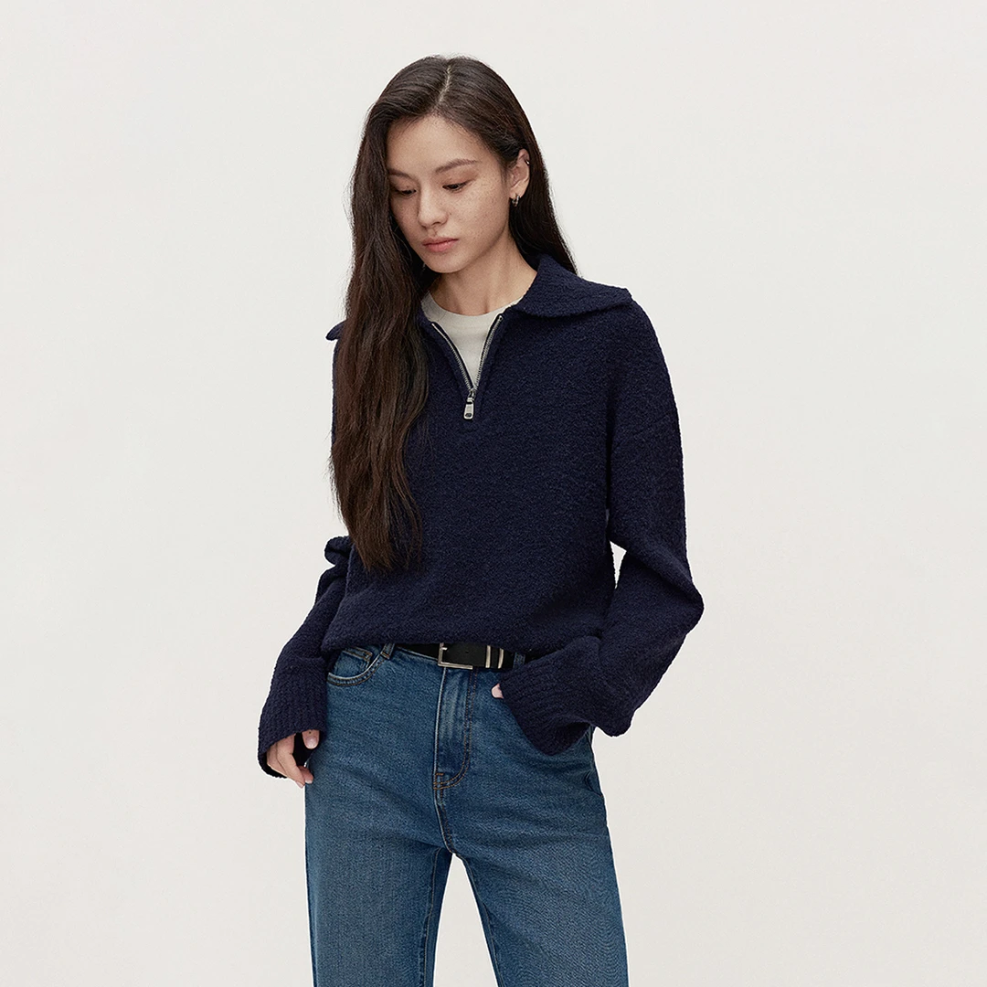 6624【CC王专属】 羊毛polo针织毛衣女上衣软糯松弛感秋冬新品