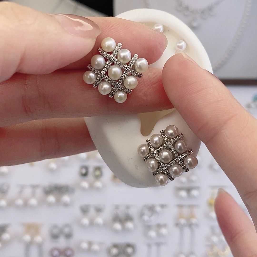 耳饰合金淡水珍珠