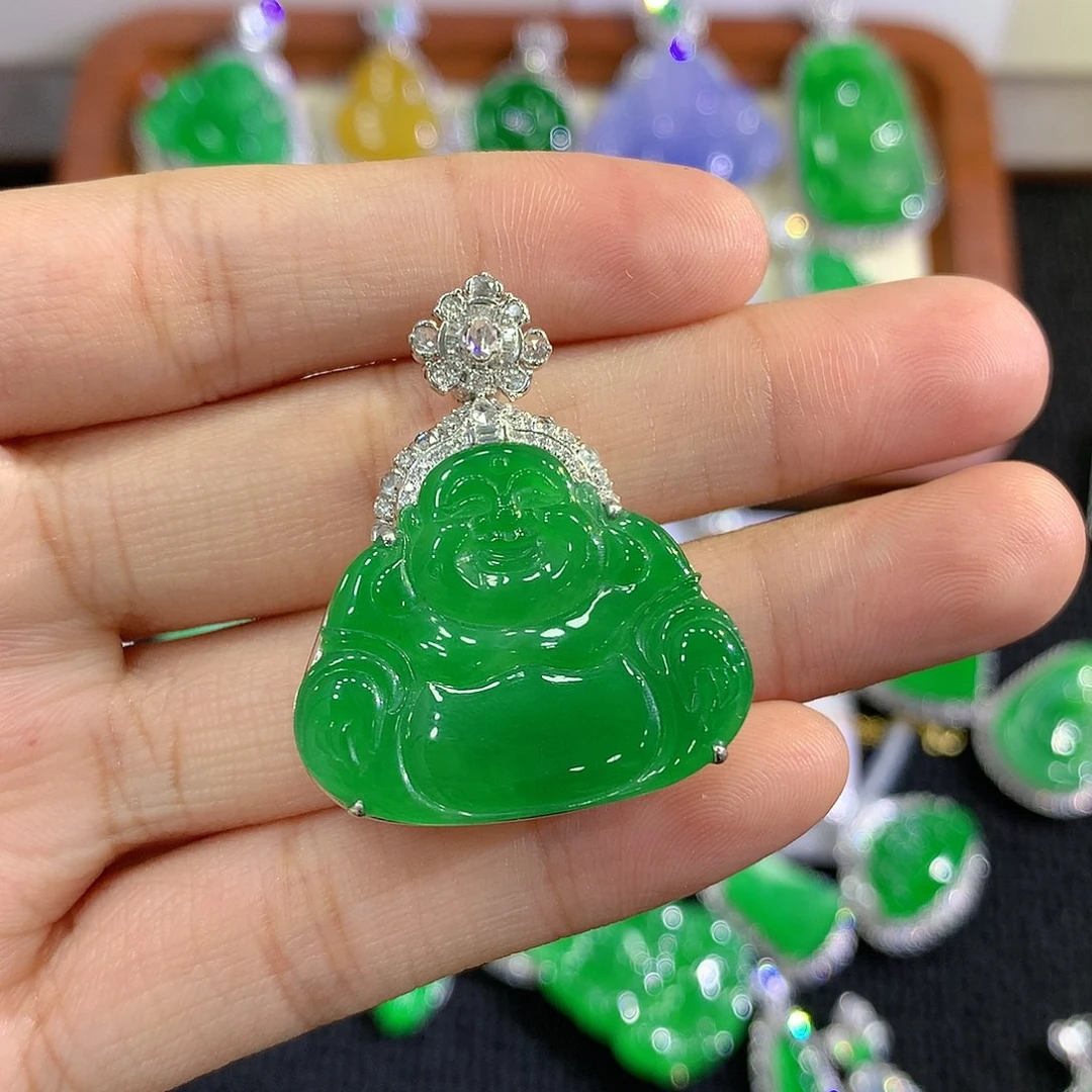 【闪购商品】吊坠(不含链)18K金镶嵌翡翠佛公