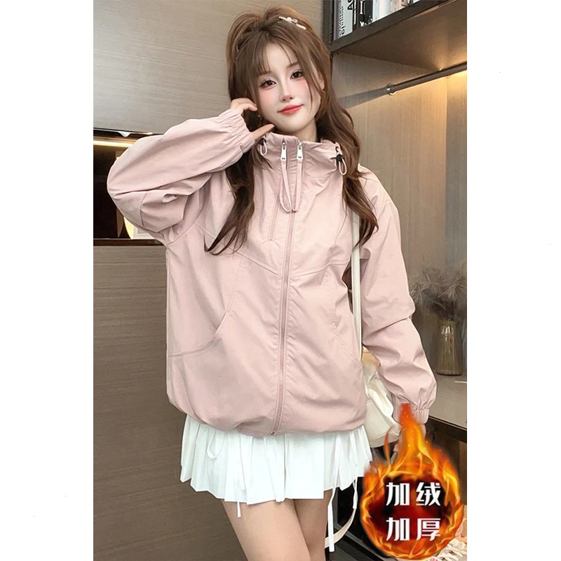 【清货】2025拉链休闲百搭加绒加厚夹克外套小个子冲锋衣女
