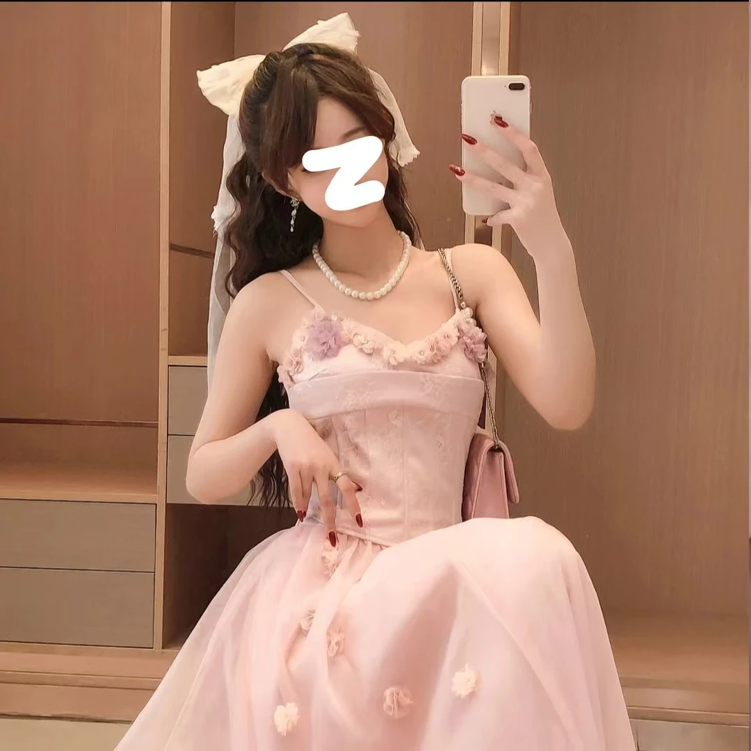 法式浪漫花朵欧若风吊带鱼骨显瘦上衣半身裙两件套