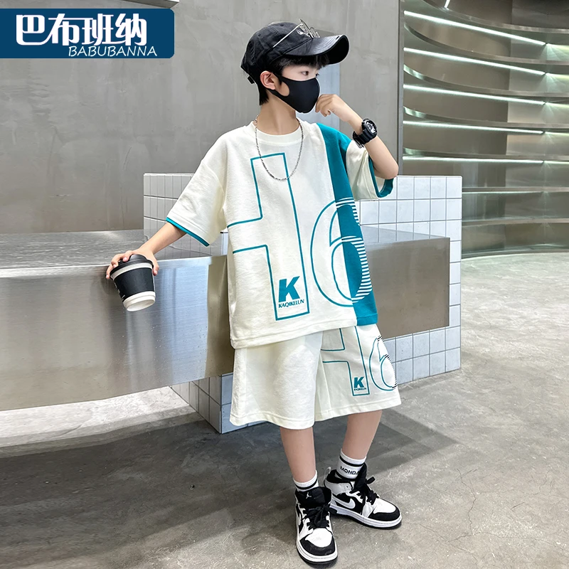 儿童夏装套装2025新款男童帅气短袖大童休闲衣服男孩夏季酷帅童装