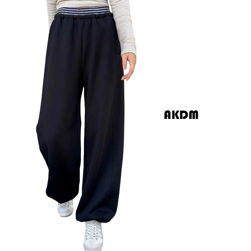 奶丝卫裤AKDM加绒加厚直筒可收裤脚休闲女裤88118