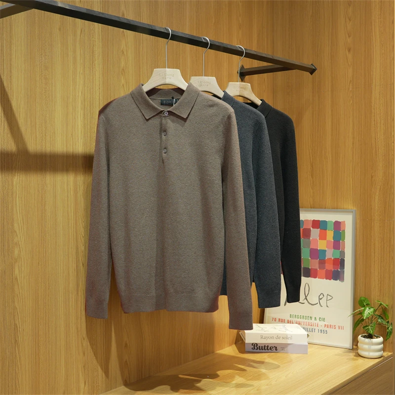 秋冬男士保暖舒适含羊毛翻领针织衫男款简约百搭毛衣ZJ158/ZJ159