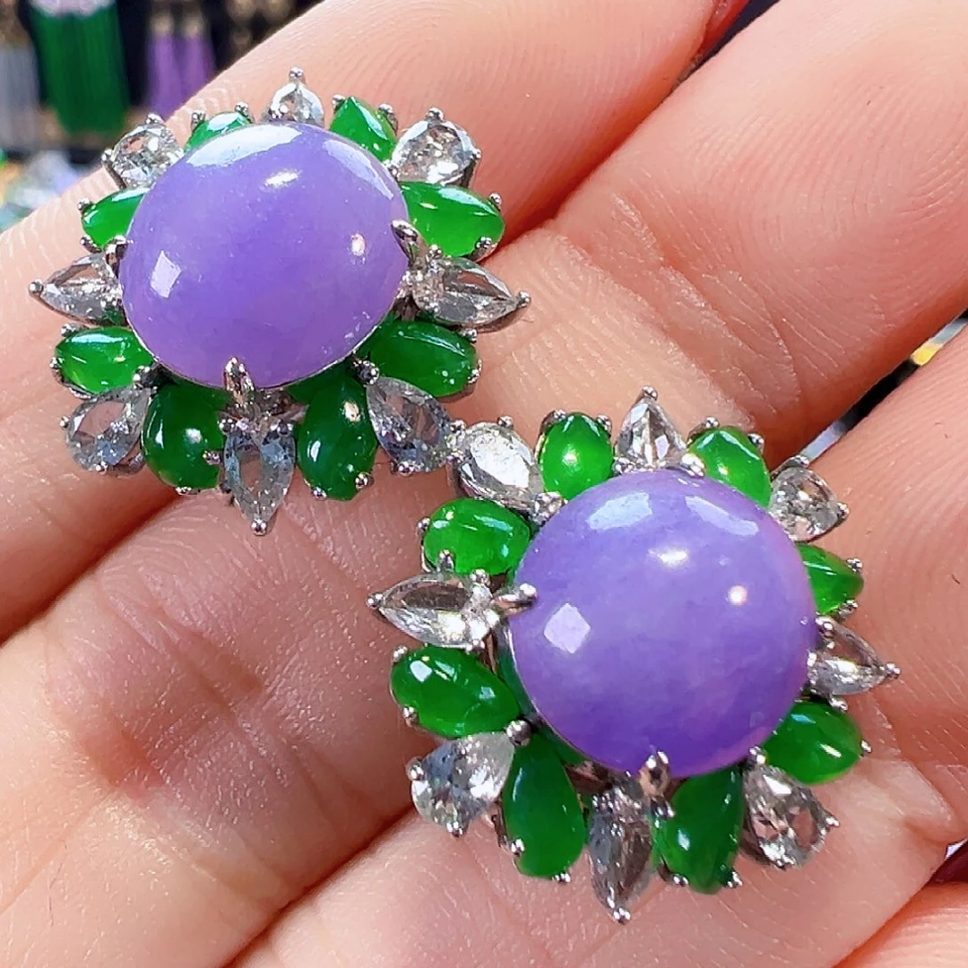 翡翠18K金镶嵌耳饰签收后24小时鉴赏期