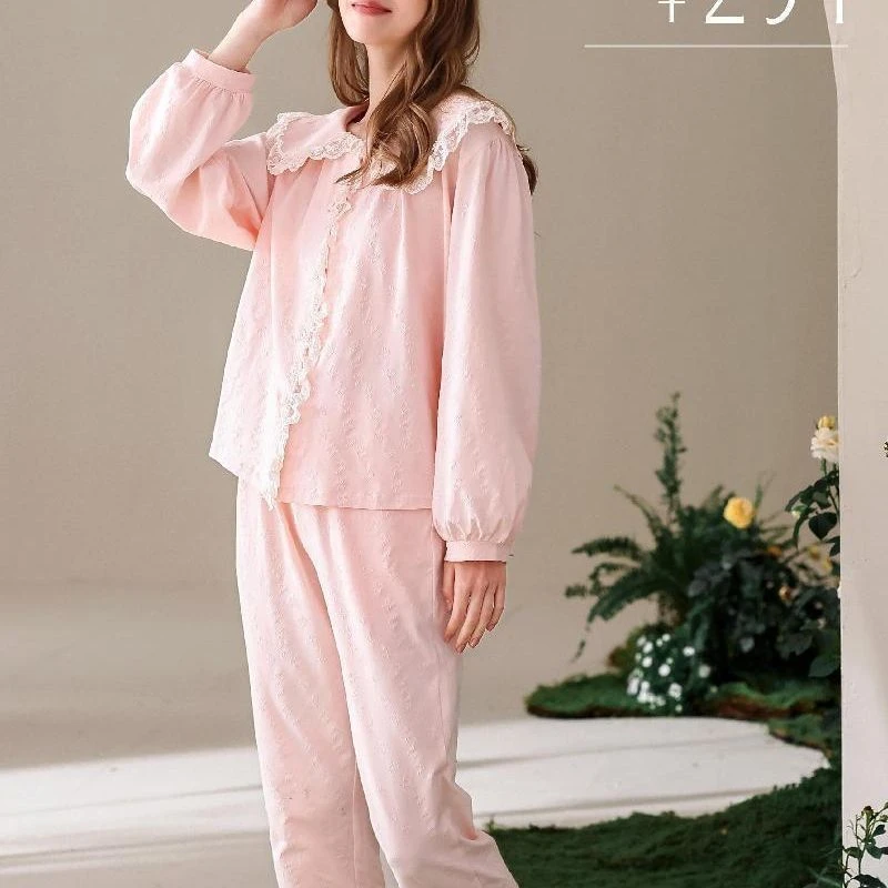 【敏敏】31622~女士秋款针织提花居家服睡衣套装~Y2331622