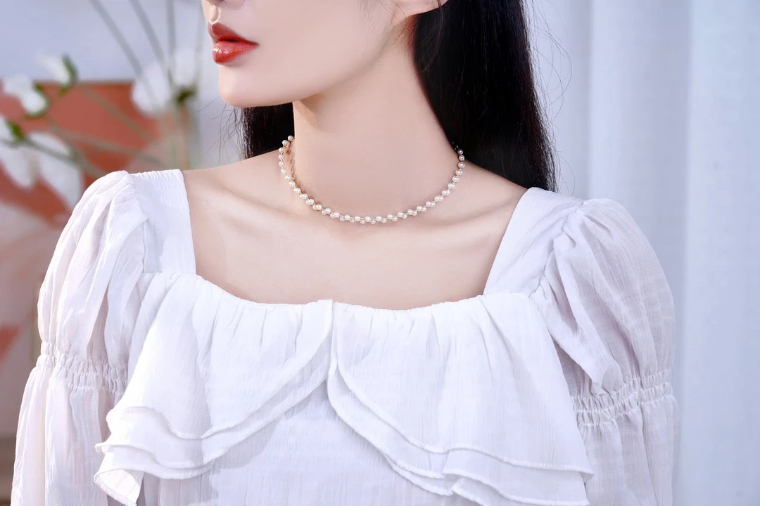 合金仿珍珠项链 NK-35三条编织水晶珍珠锁骨链项链时尚百搭简约