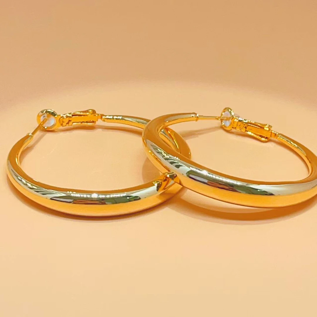 素面宽耳圈+专柜首饰盒