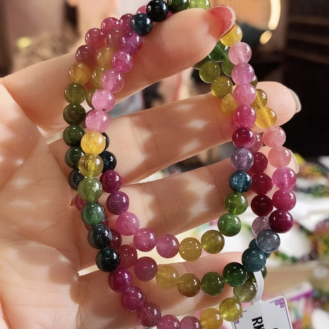 手链碧玺未镶嵌G2293三圈颜色微差