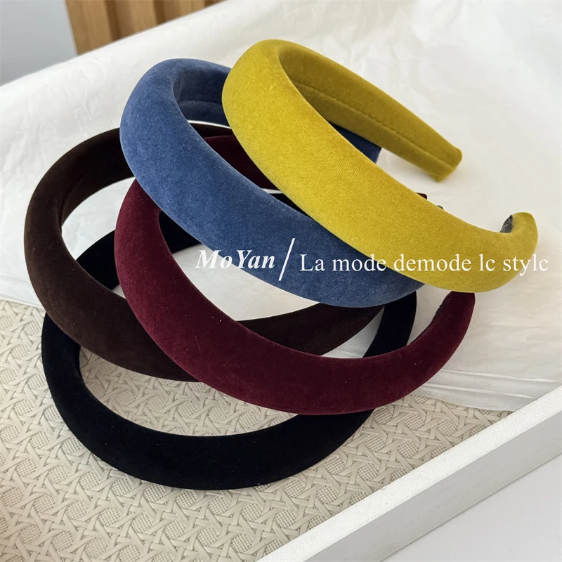 韩版秋冬新色系丝绒海绵发箍高颅顶显脸小头箍网红气质外出压发卡