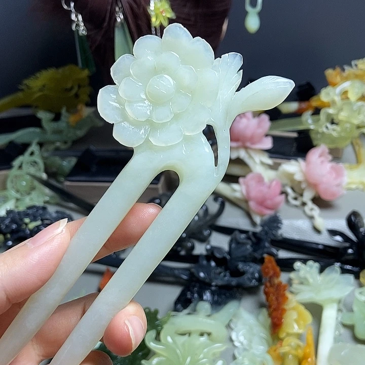 岫玉未镶嵌发簪发簪