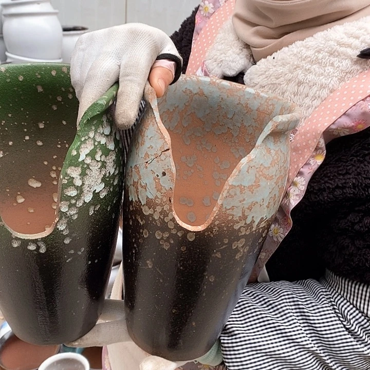 紫砂花盆瑕疵口15高25