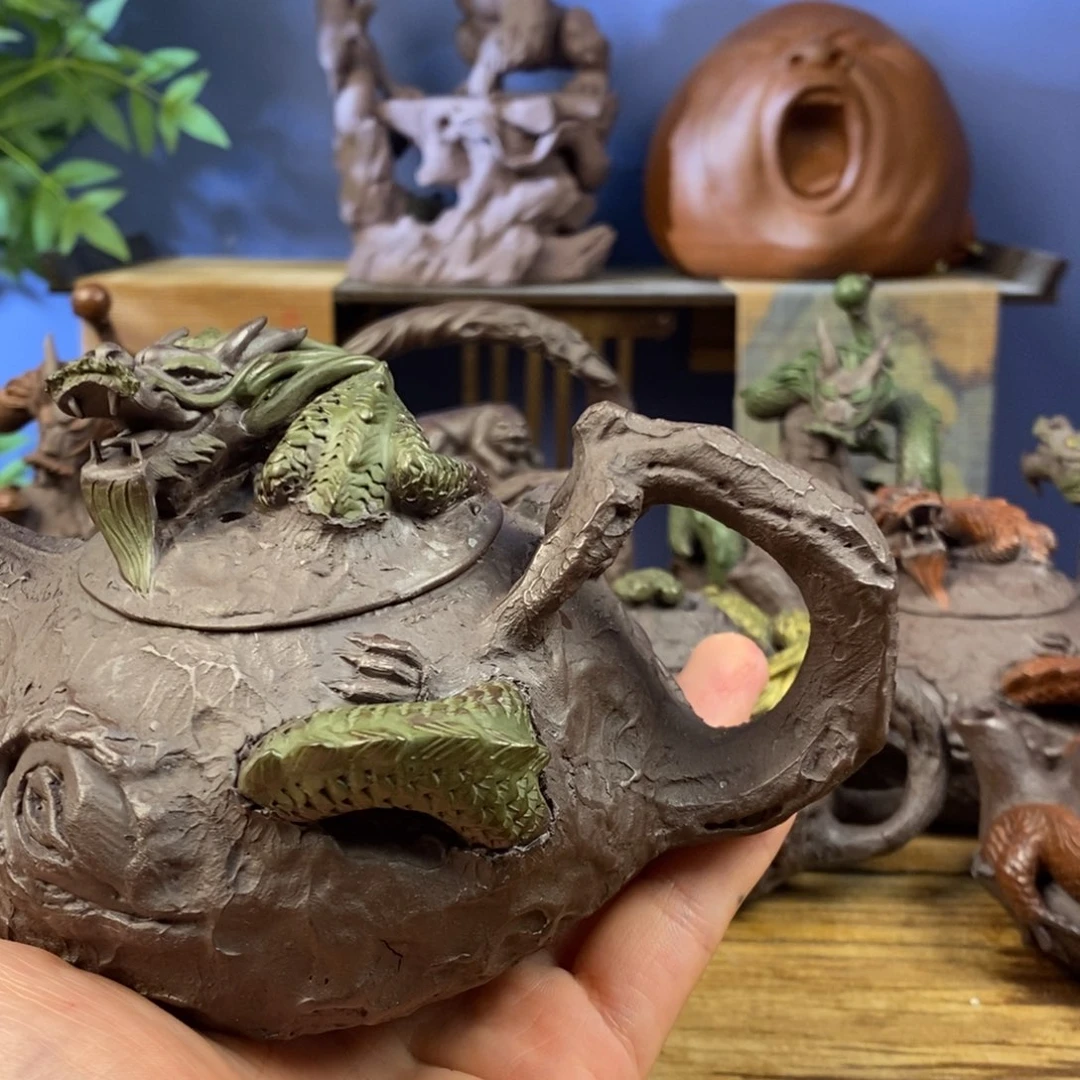 派***派茶壶紫砂紫砂 龙壶