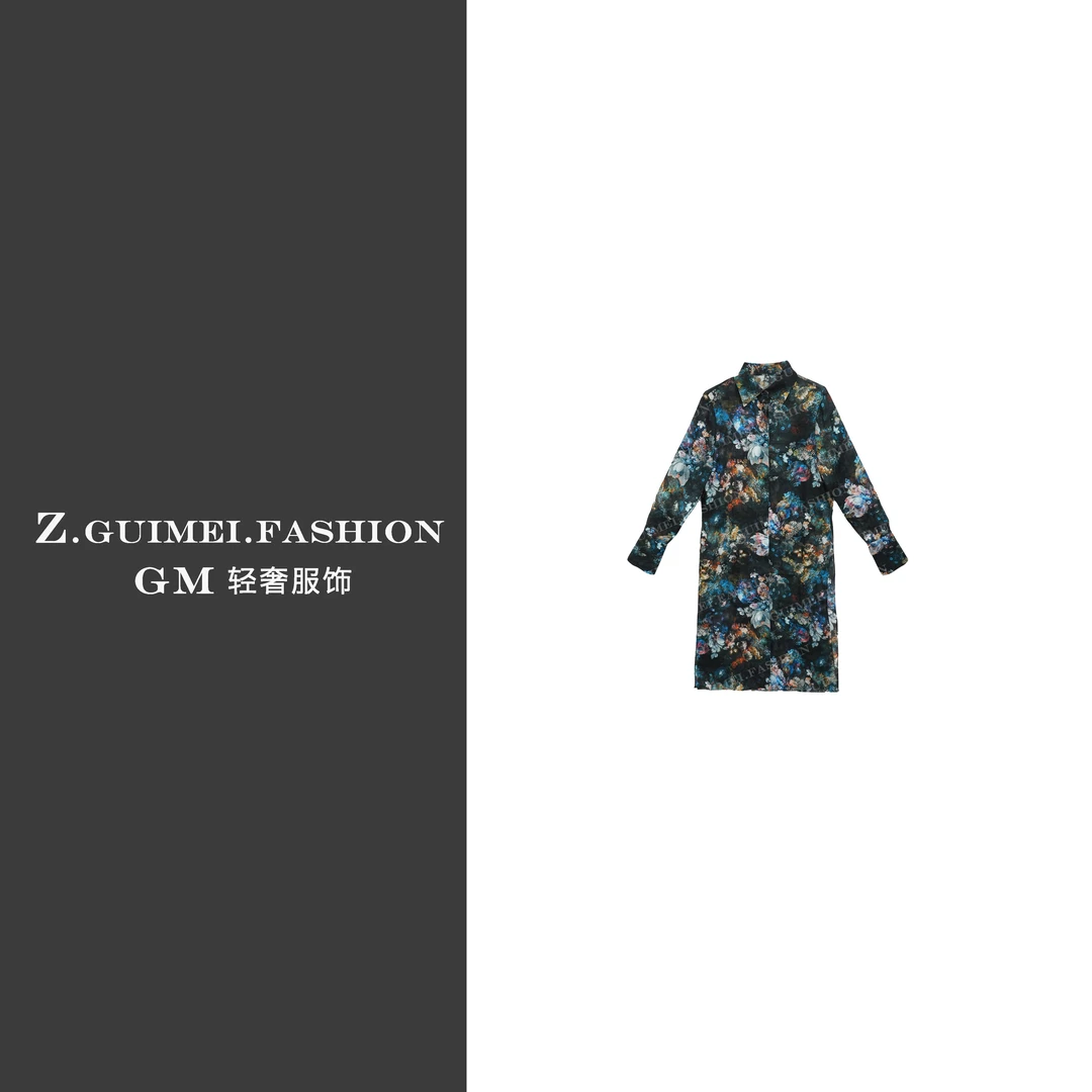 【肆姐高定】设计师款花园辞典长款极简衬衣X2242