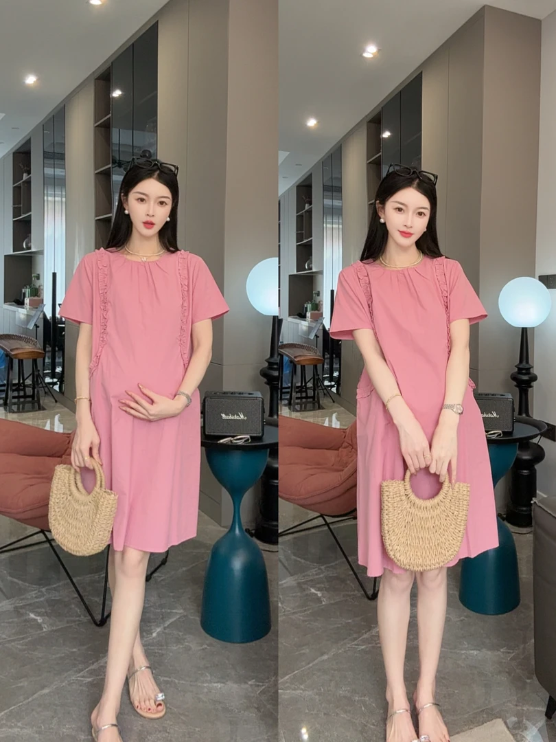 孕妇裙2025夏季新款时尚休闲舒适洋气显瘦气质减龄百搭孕妇连衣裙