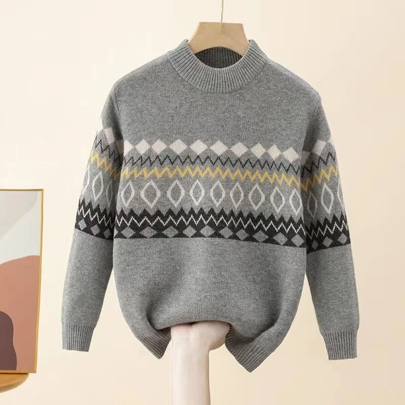 男孩毛衣新款秋冬加厚长袖针织羊毛衫中大男童提花儿童毛衣男孩