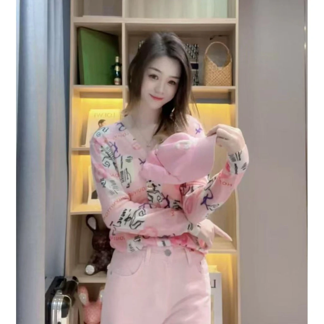 JL 【字母印花开衫全羊毛】2025早春新款时尚长袖上衣