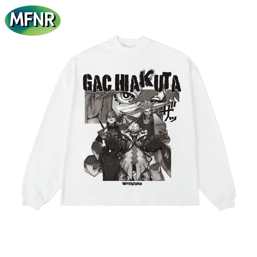 日系街头百搭印花长袖T恤男秋冬休闲小众设计感重磅纯棉打底上衣