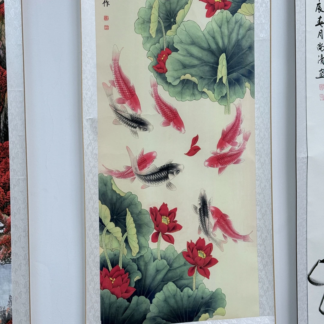 《一堂和气》卷轴装裱手绘国画