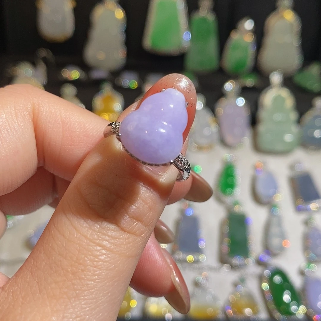 翡翠戒指银S925镶嵌天然翡翠