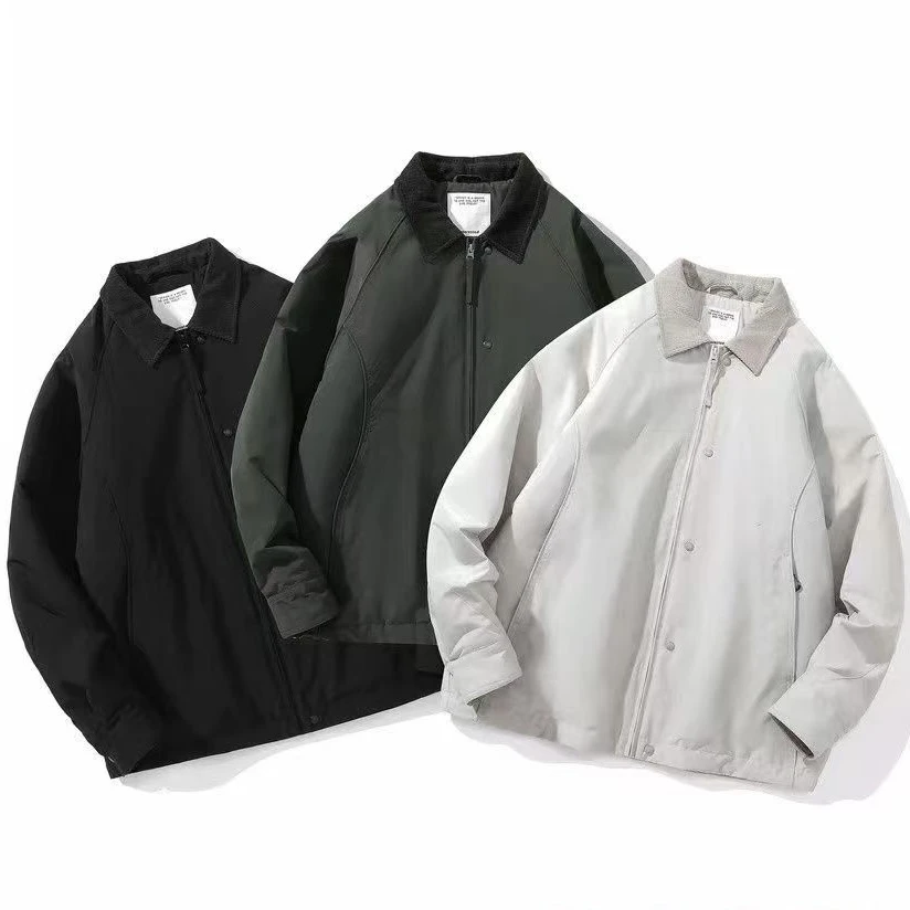 冬季灯芯绒翻领拼接棉服夹克外套保暖情侣外套中性风美式潮牌上衣