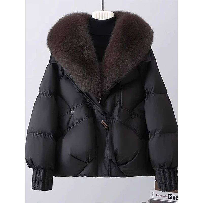 高级感宽松新款棉袄女2025冬季新款时尚保暖大毛领设计感棉衣棉服