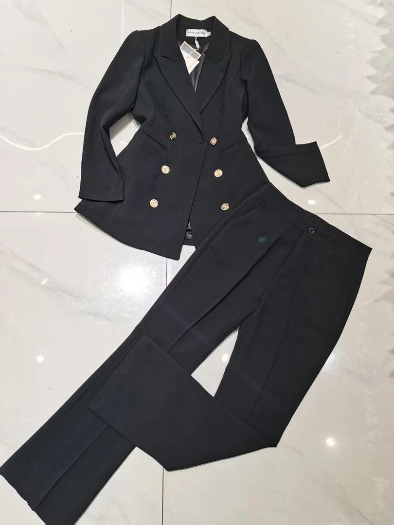 春季白色西服套装女气质职业通勤小脚裤两件套