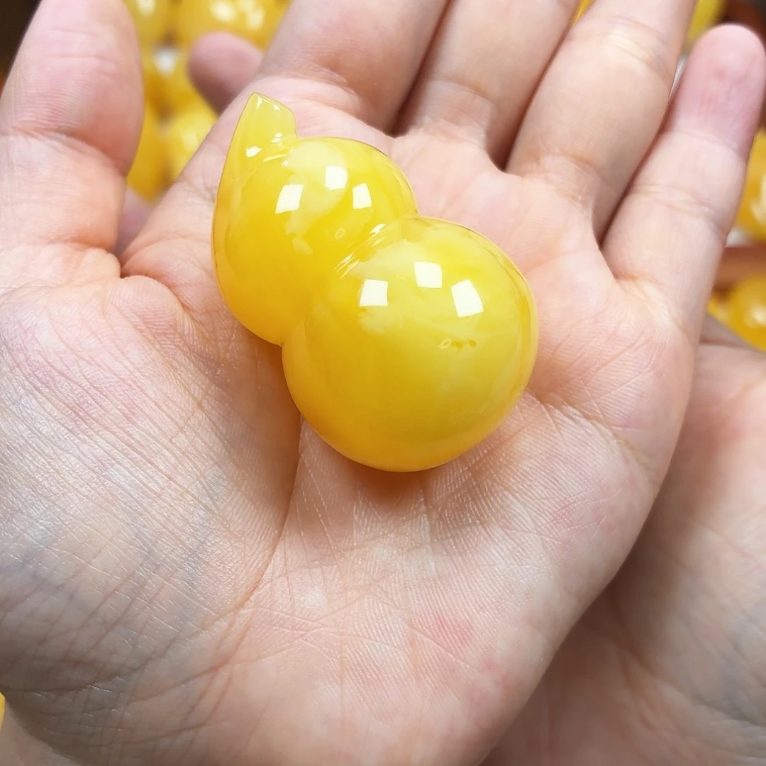 蜜蜡未镶嵌颈饰焦皮妖花葫芦微瑕