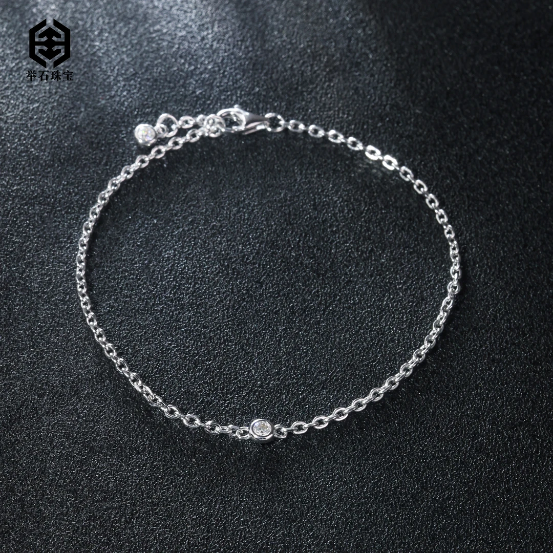 925银莫桑石银制品 【举石珠宝】T0210-9819-119莫桑钻手链（一件）R