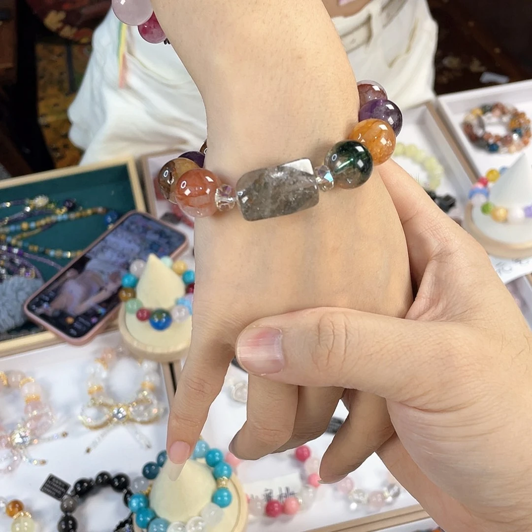 水晶手链银S925镀金镶嵌