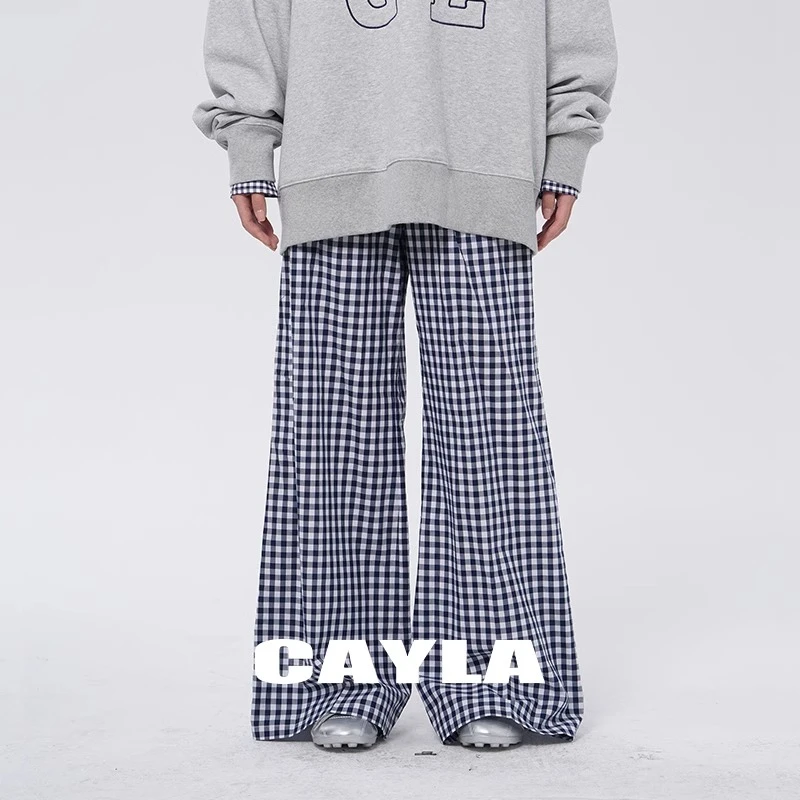 CAYLA简约日常百搭抽绳格纹空气感直筒裤休闲舒适25SS089