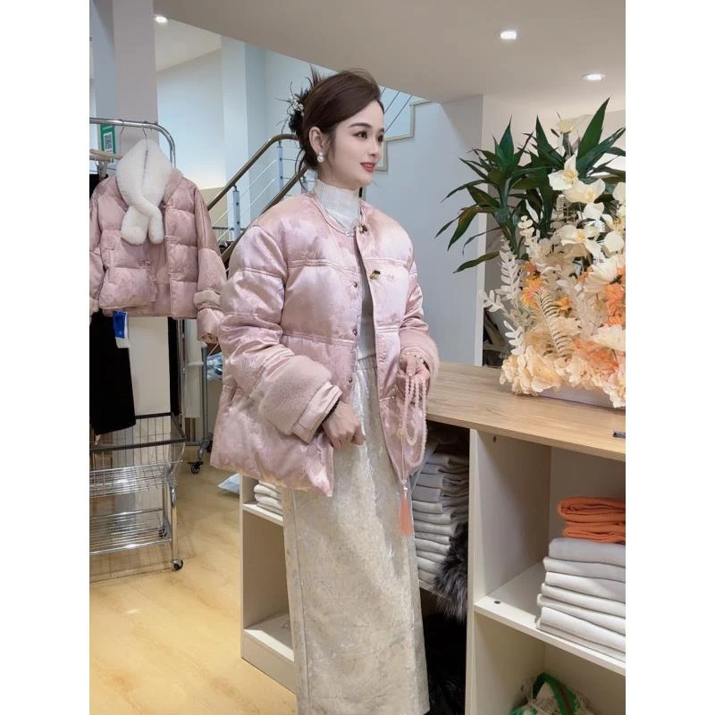 七七-新中式白色短款时尚加厚保暖外套秋冬MG1210