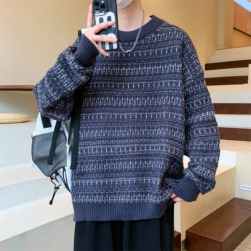 2025秋冬季加厚毛衣男士潮流慵懒风针织衫休闲宽松打底情侣6632