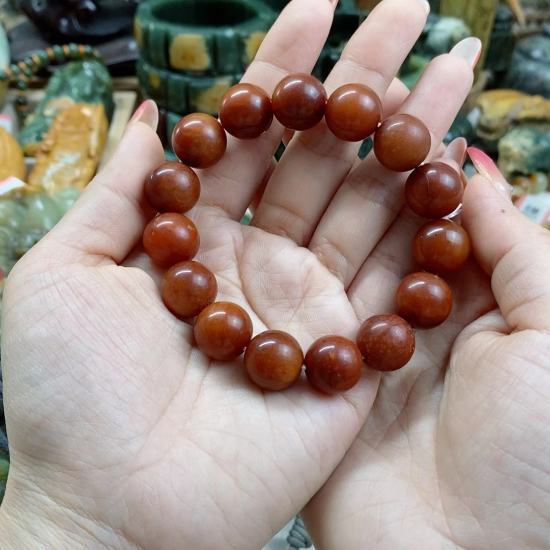 蛇纹石玉手链未镶嵌暖