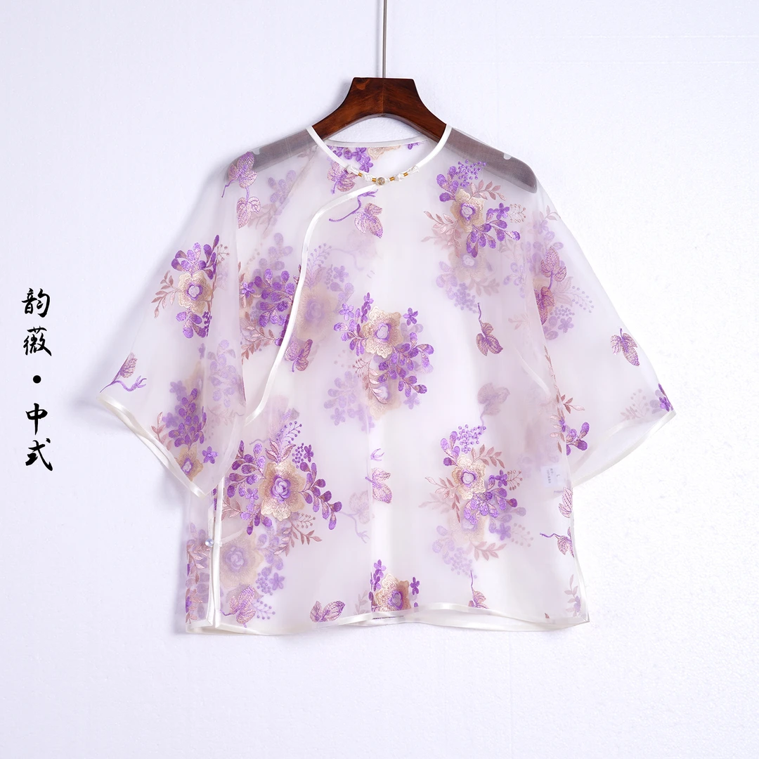 薄款常规款刺绣日常百搭衬衫复古中国风中式女装