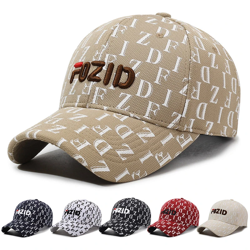 新款满印硬顶棒球帽遮阳鸭舌帽大头围防晒帽男女同款