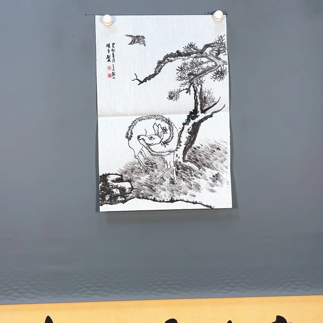 国画718 花鸟和蝴蝶在空中