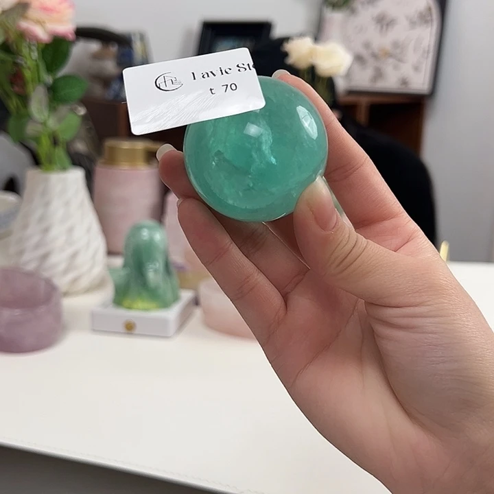 石材t70绿萤石水晶球