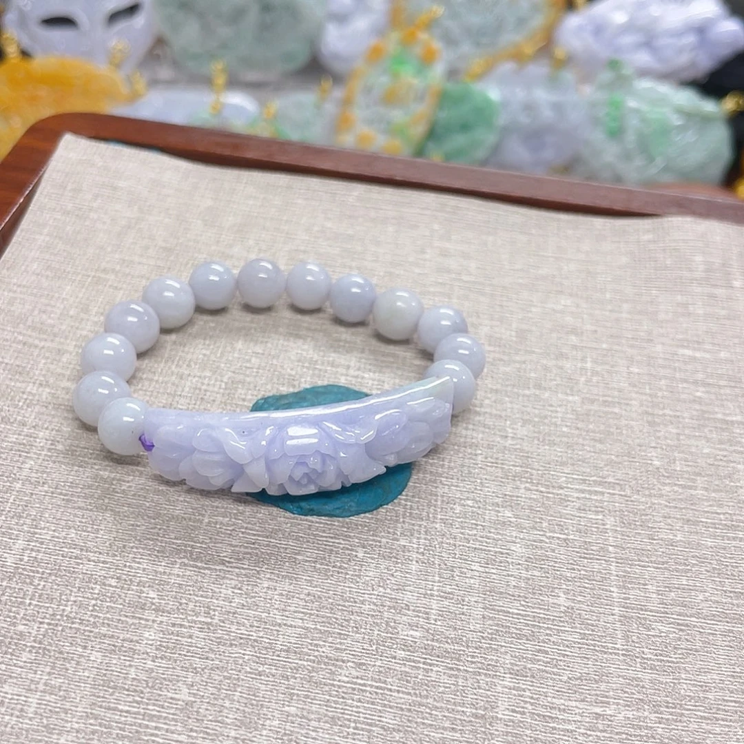 泡***星翡翠未镶嵌颈饰紫手牌‘