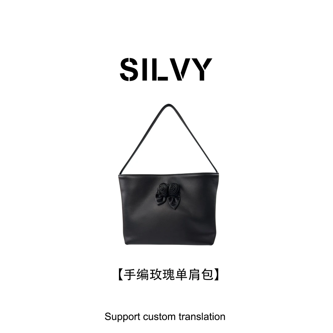 SILVY【手工编织玫瑰】新款潮流秋冬时尚小众简约大气单肩手提包