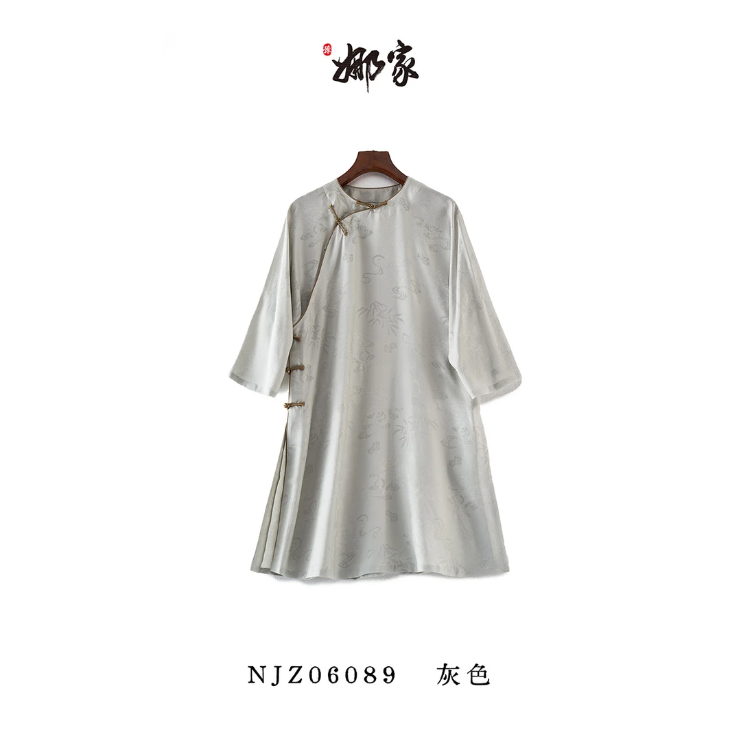 娜家国风提花半袍上衣NJZ(06089)中国风设计师斜襟圆领