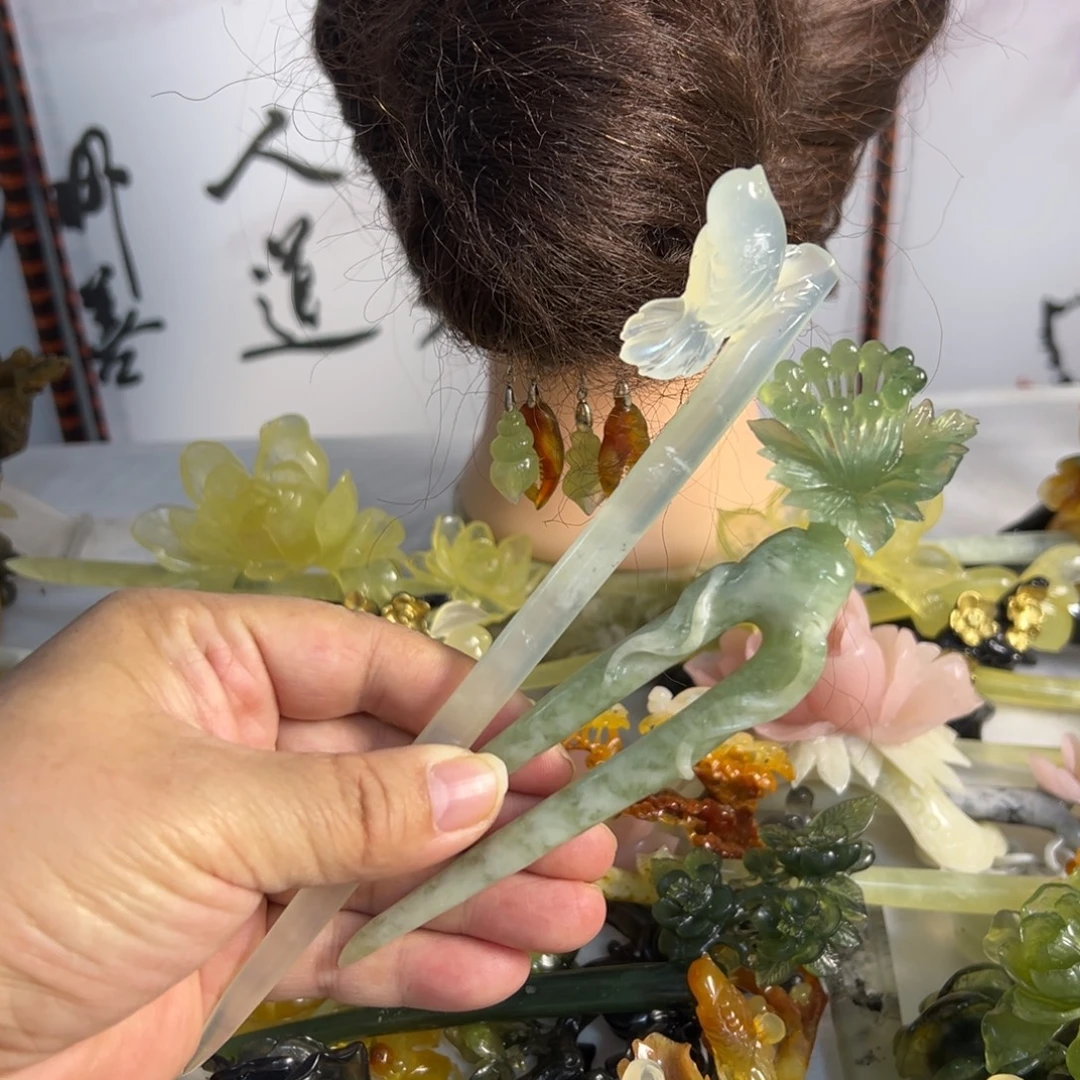 蛇纹石玉未镶嵌发饰