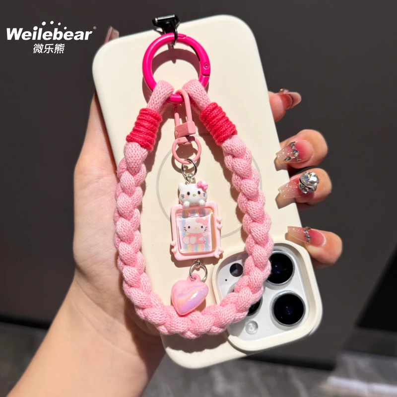 可爱Kitty手机挂绳多巴胺高级手绳防丢绳挂件挂饰腕带卡片电话链