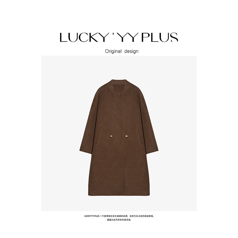 LUCKYYY 高品定制小立领设计感骆驼绒羊毛大衣Z604