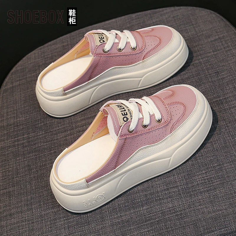 达芙妮集团旗下温柔百搭包头拖鞋女2025新款夏外穿紫色透气板鞋