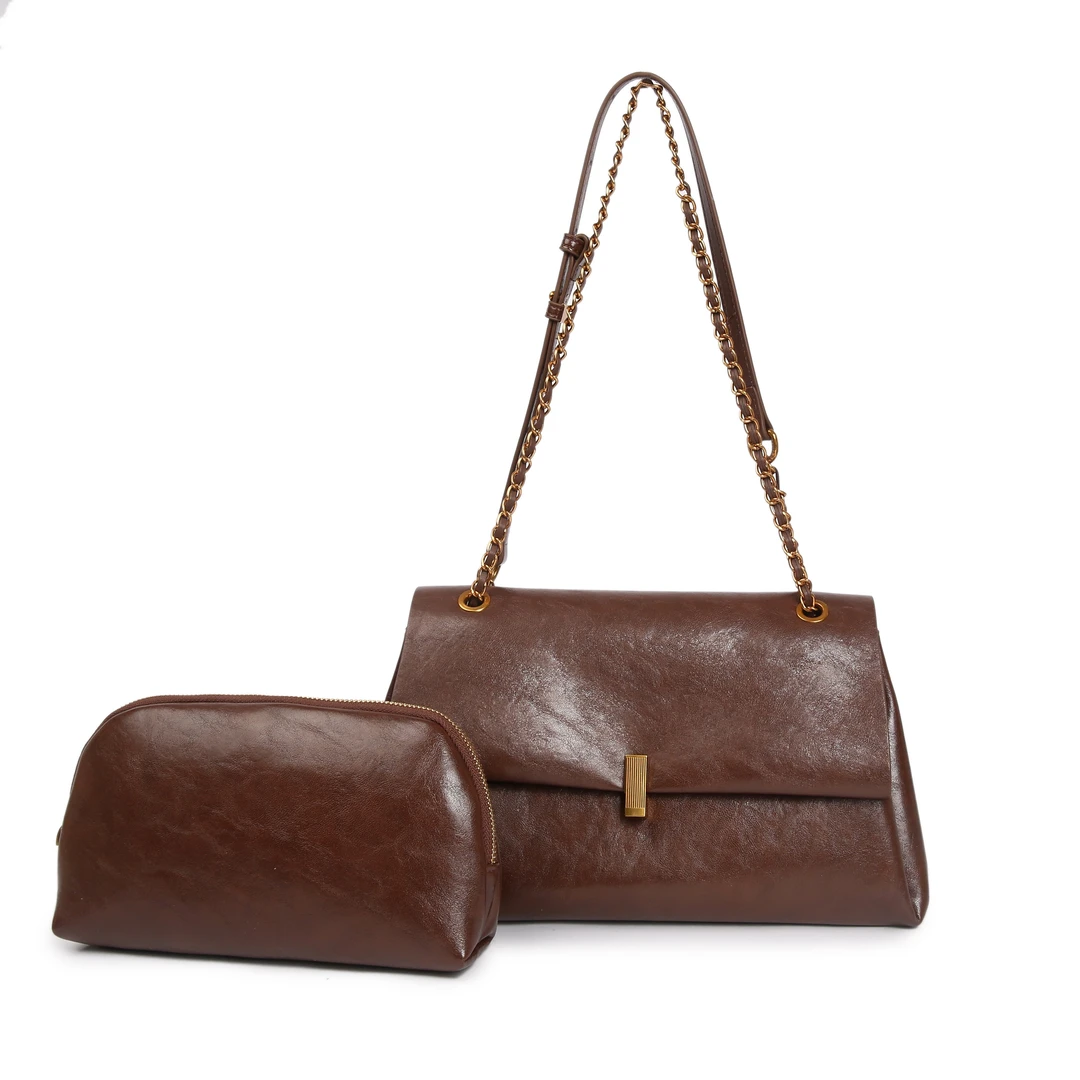 【婉婉专属】2025新款百搭时尚潮流简约单肩包1719-1#深拿铁