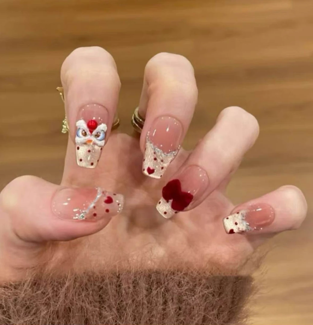 现货【心悦醒狮】时尚清新纯欲高级感成品美甲穿戴式手工穿戴甲