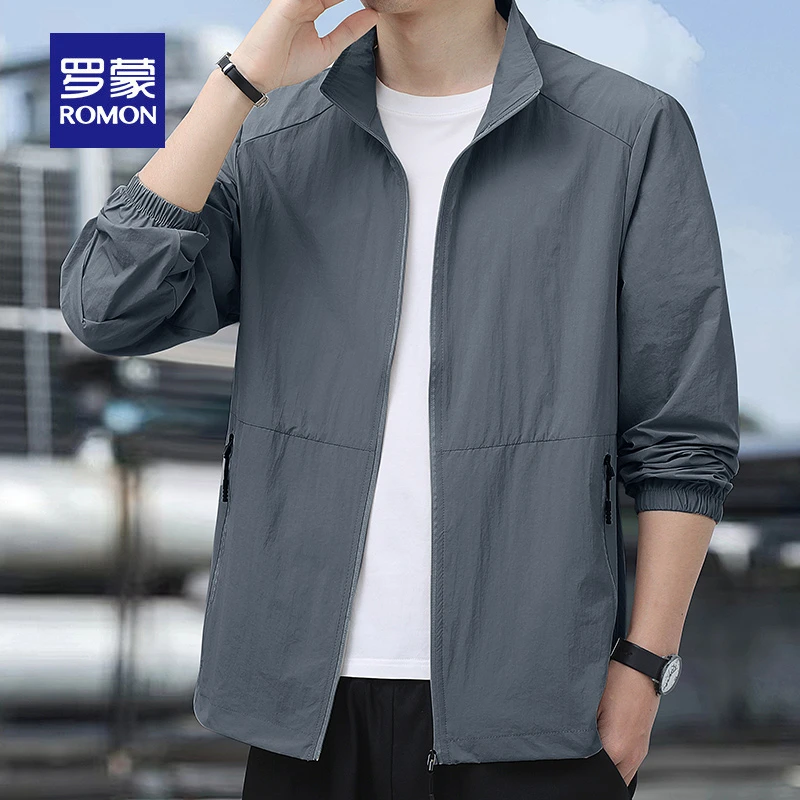 罗蒙轻薄款防晒衣夏季新款皮肤衣透气男士防紫外线立领户外运动潮